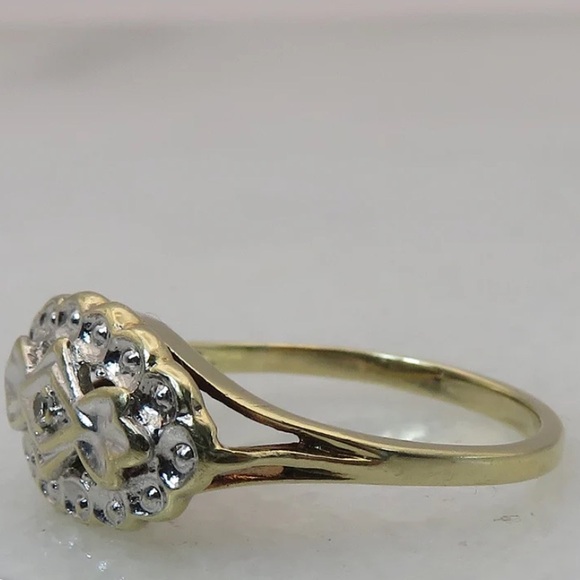 Vintage Art Deco 10k Gold - Diamond - Evil Eye Ring - Picture 5 of 8